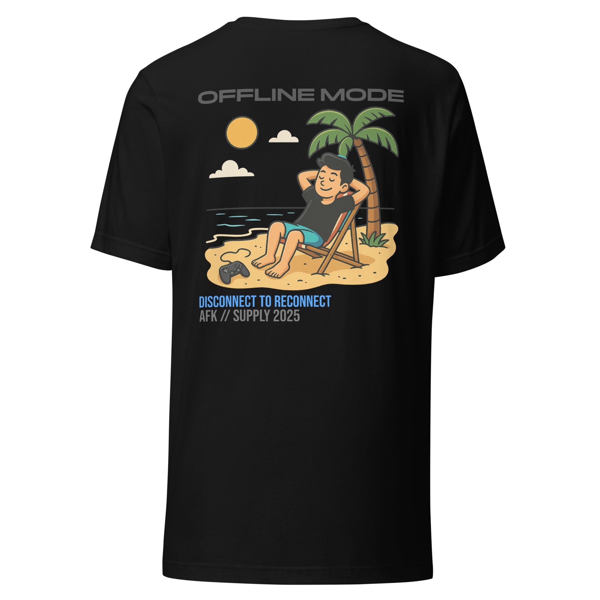 Back view of AFK SUPPLY Offline Mode Tee black